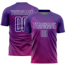 Загрузить изображение в средство просмотра галереи, Custom Purple White Lines Sublimation Soccer Uniform Jersey
