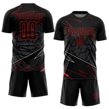 Load image into Gallery viewer, Custom Black Red Lines Sublimation Soccer Uniform Jersey
