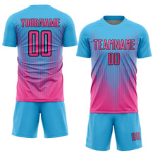 Charger l&#39;image dans la galerie, Custom Sky Blue Pink-Black Lines Sublimation Soccer Uniform Jersey
