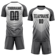 Загрузить изображение в средство просмотра галереи, Custom Gray White-Black Lines Sublimation Soccer Uniform Jersey
