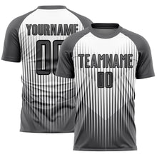 Загрузить изображение в средство просмотра галереи, Custom Gray White-Black Lines Sublimation Soccer Uniform Jersey
