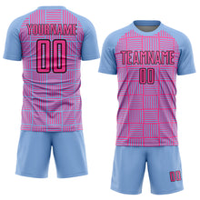 Загрузить изображение в средство просмотра галереи, Custom Light Blue Pink-Black Lines Sublimation Soccer Uniform Jersey
