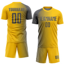 Загрузить изображение в средство просмотра галереи, Custom Yellow Steel Gray Lines Sublimation Soccer Uniform Jersey
