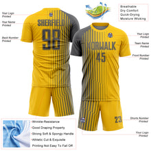 Charger l&#39;image dans la galerie, Custom Yellow Steel Gray Lines Sublimation Soccer Uniform Jersey
