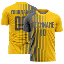 Загрузить изображение в средство просмотра галереи, Custom Yellow Steel Gray Lines Sublimation Soccer Uniform Jersey
