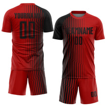 Загрузить изображение в средство просмотра галереи, Custom Red Black Lines Sublimation Soccer Uniform Jersey
