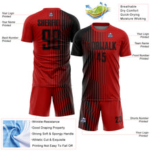 Загрузить изображение в средство просмотра галереи, Custom Red Black Lines Sublimation Soccer Uniform Jersey
