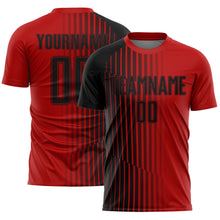 Загрузить изображение в средство просмотра галереи, Custom Red Black Lines Sublimation Soccer Uniform Jersey
