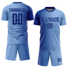 Загрузить изображение в средство просмотра галереи, Custom Light Blue Royal Lines Sublimation Soccer Uniform Jersey
