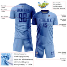 Загрузить изображение в средство просмотра галереи, Custom Light Blue Royal Lines Sublimation Soccer Uniform Jersey
