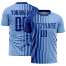 Загрузить изображение в средство просмотра галереи, Custom Light Blue Royal Lines Sublimation Soccer Uniform Jersey
