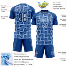 Charger l&#39;image dans la galerie, Custom Royal Light Blue-White Lines Sublimation Soccer Uniform Jersey
