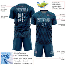 Загрузить изображение в средство просмотра галереи, Custom Navy White Geometric Shapes Sublimation Soccer Uniform Jersey
