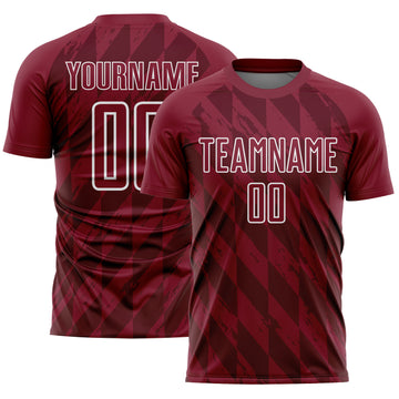 Custom Crimson White Geometric Shapes Sublimation Soccer Uniform Jersey