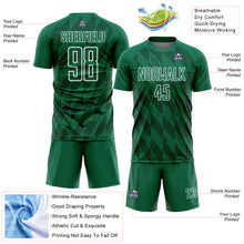 Laden Sie das Bild in den Galerie-Viewer, Custom Kelly Green White Geometric Shapes Sublimation Soccer Uniform Jersey
