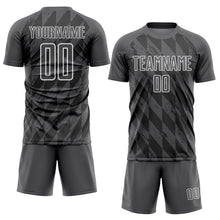 Загрузить изображение в средство просмотра галереи, Custom Steel Gray White Geometric Shapes Sublimation Soccer Uniform Jersey
