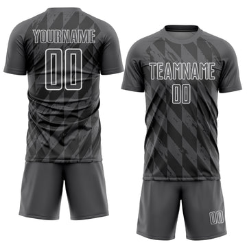 Custom Steel Gray White Geometric Shapes Sublimation Soccer Uniform Jersey