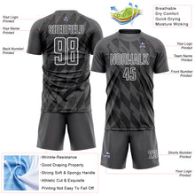 Загрузить изображение в средство просмотра галереи, Custom Steel Gray White Geometric Shapes Sublimation Soccer Uniform Jersey
