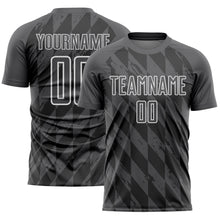 Загрузить изображение в средство просмотра галереи, Custom Steel Gray White Geometric Shapes Sublimation Soccer Uniform Jersey
