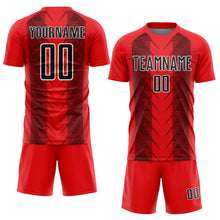 Load image into Gallery viewer, Custom Fire Red Black-White Lines Sublimation Soccer Uniform Jersey
