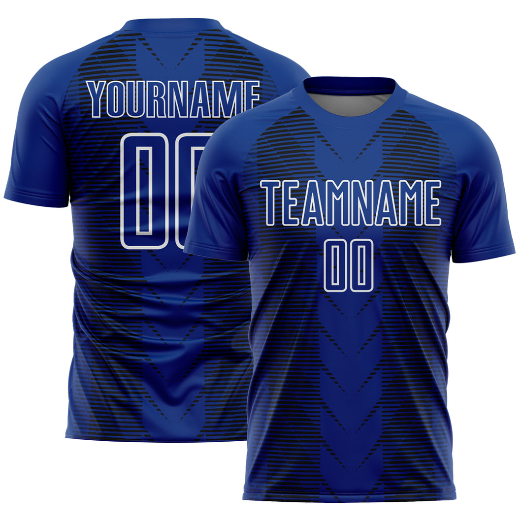 Custom US Navy Blue Black-White Lines Sublimation Soccer Uniform Jersey