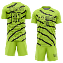 Загрузить изображение в средство просмотра галереи, Custom Neon Green Black Lines And Dots Sublimation Soccer Uniform Jersey
