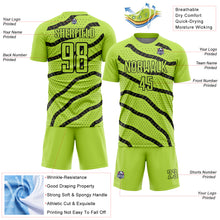 Загрузить изображение в средство просмотра галереи, Custom Neon Green Black Lines And Dots Sublimation Soccer Uniform Jersey
