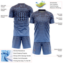 Загрузить изображение в средство просмотра галереи, Custom Light Blue Gray Lines Sublimation Soccer Uniform Jersey
