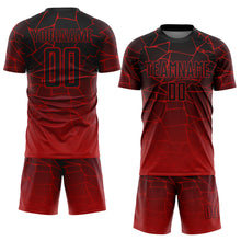 Загрузить изображение в средство просмотра галереи, Custom Red Black Lines Sublimation Soccer Uniform Jersey
