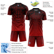 Загрузить изображение в средство просмотра галереи, Custom Red Black Lines Sublimation Soccer Uniform Jersey
