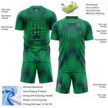 Загрузить изображение в средство просмотра галереи, Custom Kelly Green Black Geometric Shapes Sublimation Soccer Uniform Jersey
