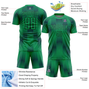 Custom Kelly Green Black Geometric Shapes Sublimation Soccer Uniform Jersey