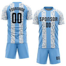 Загрузить изображение в средство просмотра галереи, Custom Light Blue Black-White Sublimation Soccer Uniform Jersey
