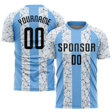 Загрузить изображение в средство просмотра галереи, Custom Light Blue Black-White Sublimation Soccer Uniform Jersey
