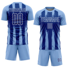 Загрузить изображение в средство просмотра галереи, Custom Light Blue Royal-White Abstract Stripes Sublimation Soccer Uniform Jersey
