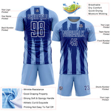 Загрузить изображение в средство просмотра галереи, Custom Light Blue Royal-White Abstract Stripes Sublimation Soccer Uniform Jersey
