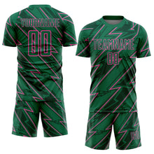 Charger l&#39;image dans la galerie, Custom Kelly Green Pink Lightning Sublimation Soccer Uniform Jersey
