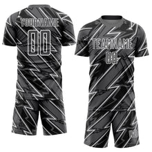 Charger l&#39;image dans la galerie, Custom Steel Gray White Lightning Sublimation Soccer Uniform Jersey
