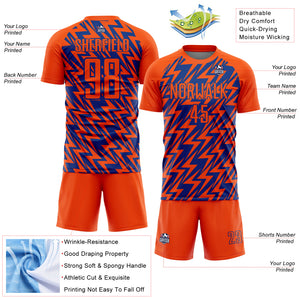 Custom Orange Royal Lightning Sublimation Soccer Uniform Jersey