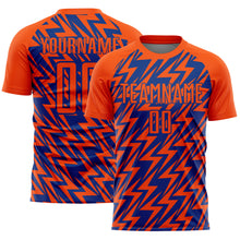 Загрузить изображение в средство просмотра галереи, Custom Orange Royal Lightning Sublimation Soccer Uniform Jersey
