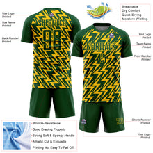 Загрузить изображение в средство просмотра галереи, Custom Green Yellow Lightning Sublimation Soccer Uniform Jersey
