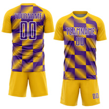 Charger l&#39;image dans la galerie, Custom Yellow Purple-White Lines Sublimation Soccer Uniform Jersey
