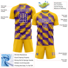 Charger l&#39;image dans la galerie, Custom Yellow Purple-White Lines Sublimation Soccer Uniform Jersey
