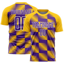 Charger l&#39;image dans la galerie, Custom Yellow Purple-White Lines Sublimation Soccer Uniform Jersey
