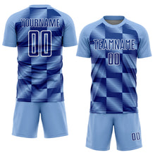 Загрузить изображение в средство просмотра галереи, Custom Light Blue Royal-White Lines Sublimation Soccer Uniform Jersey
