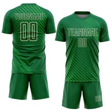 Загрузить изображение в средство просмотра галереи, Custom Kelly Green City Cream Geometric Shapes Sublimation Soccer Uniform Jersey
