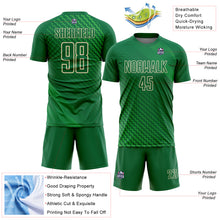 Загрузить изображение в средство просмотра галереи, Custom Kelly Green City Cream Geometric Shapes Sublimation Soccer Uniform Jersey
