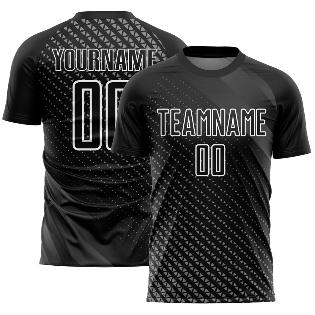 Custom Black White Geometric Shapes Sublimation Soccer Uniform Jersey