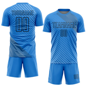 Custom Lakes Blue Black Geometric Shapes Sublimation Soccer Uniform Jersey