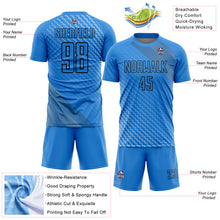 Загрузить изображение в средство просмотра галереи, Custom Lakes Blue Black Geometric Shapes Sublimation Soccer Uniform Jersey
